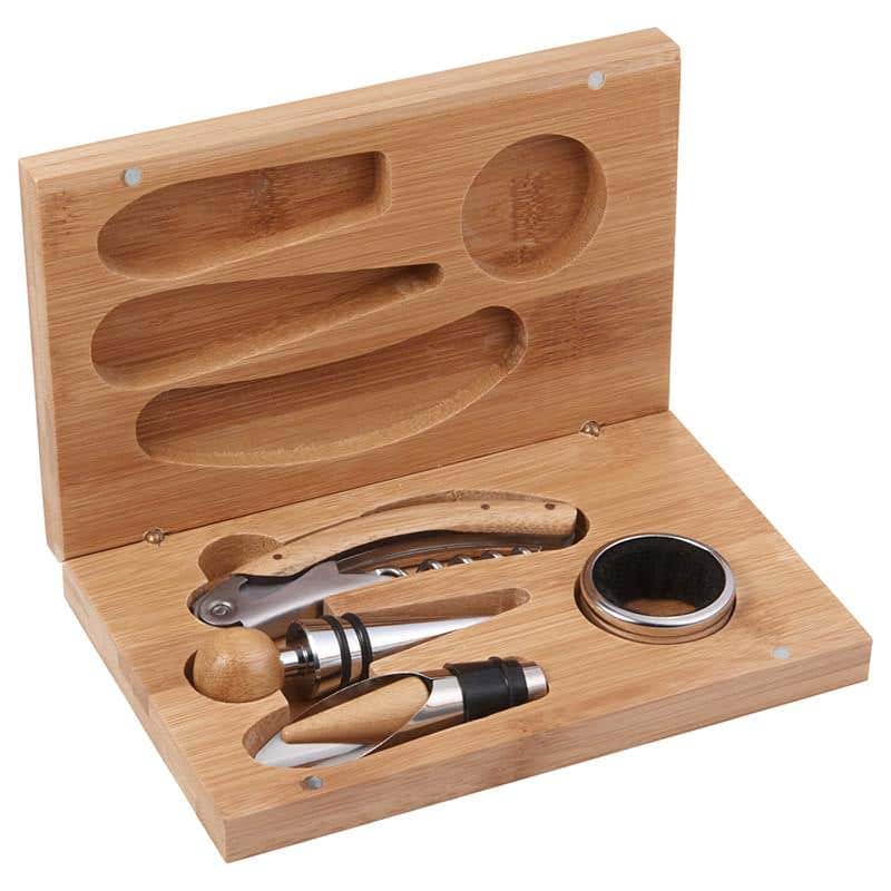 4-Piece Bamboo Wine Gift Set