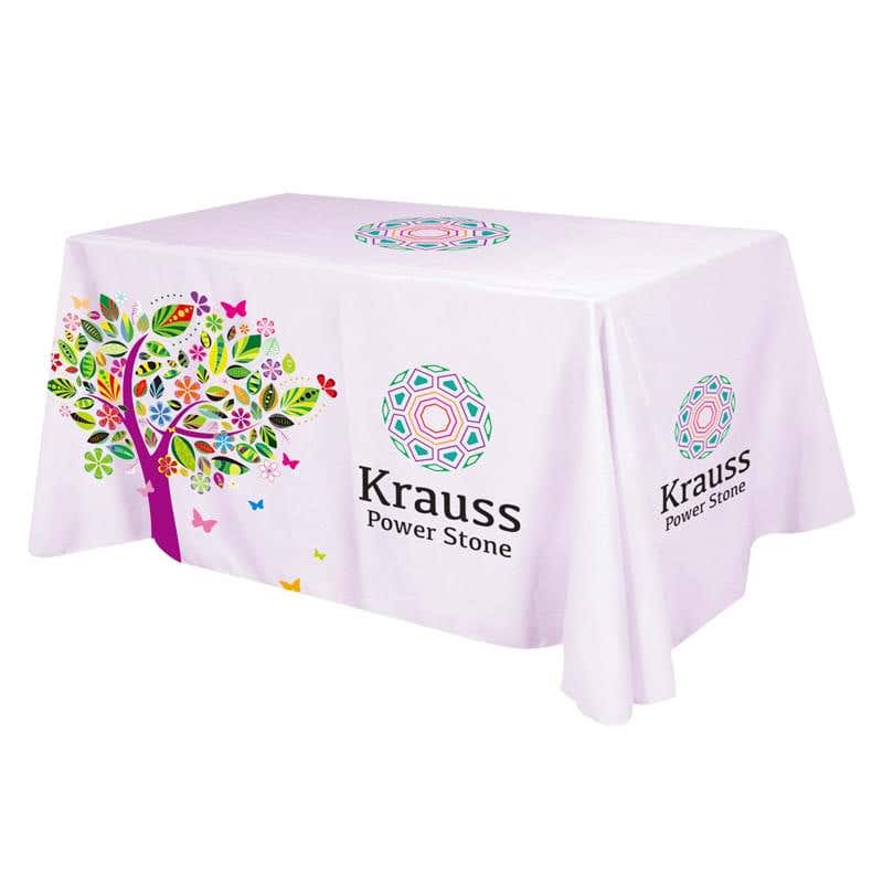 Polyester Full Color 3 Sided Table Cover - 6'