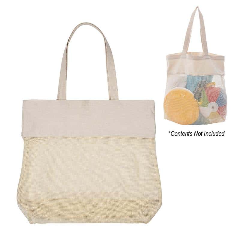 Natural Mesh Market Tote Bag - 17 1/2" x 15 1/2" x  4 1/2"